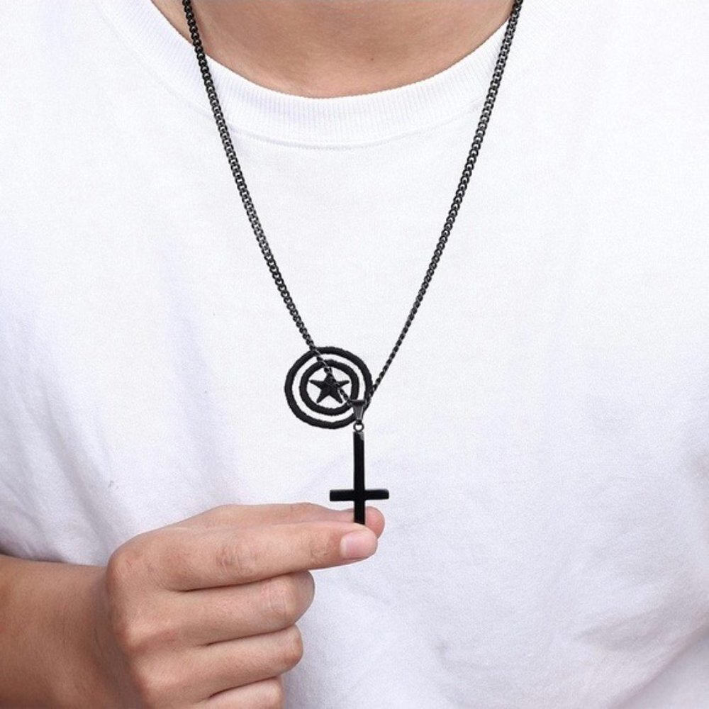 Satanic Stainless Steel Cross Necklace
